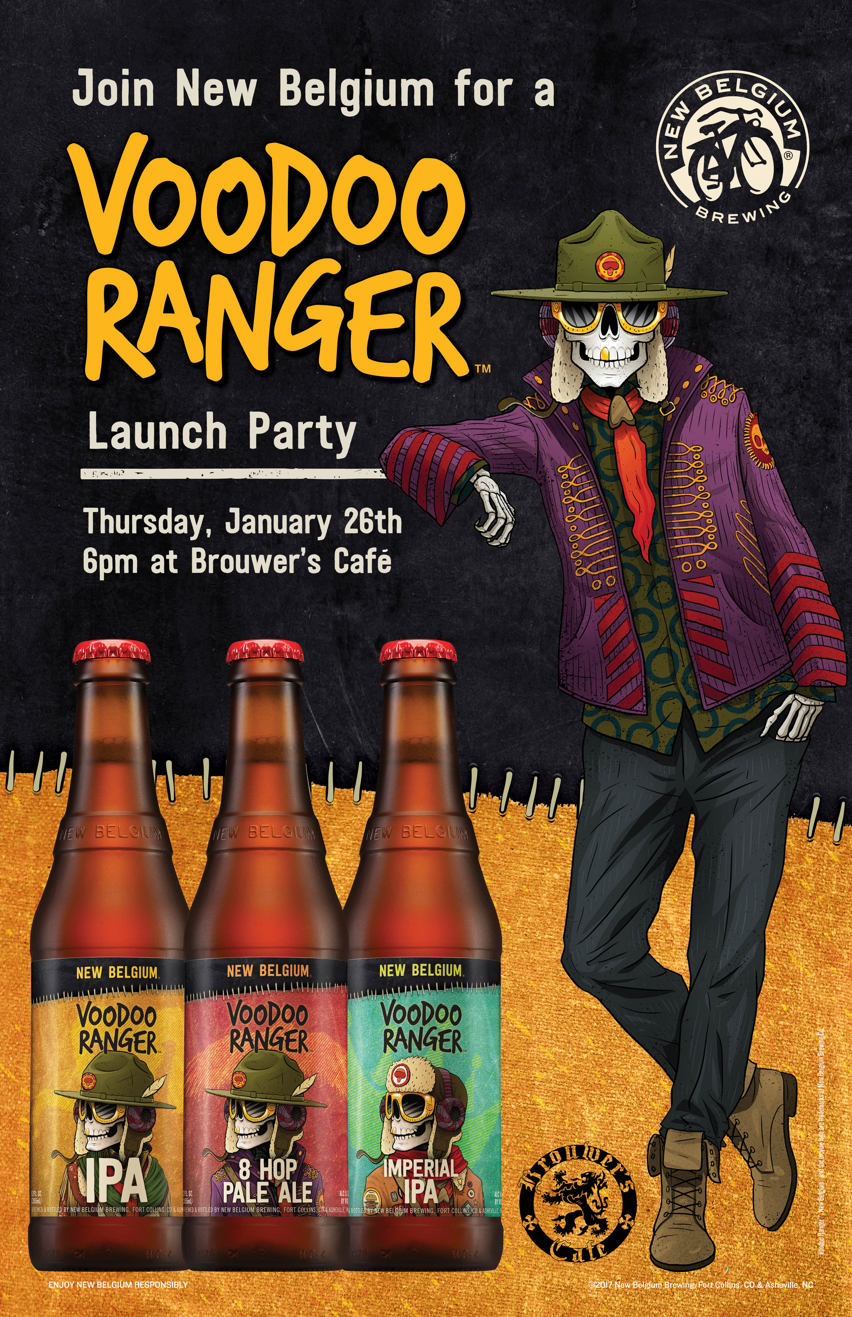 Thursday, January 26th @6pm–A night with New Belgium Brewing! Come and try their new Voodoo Series.