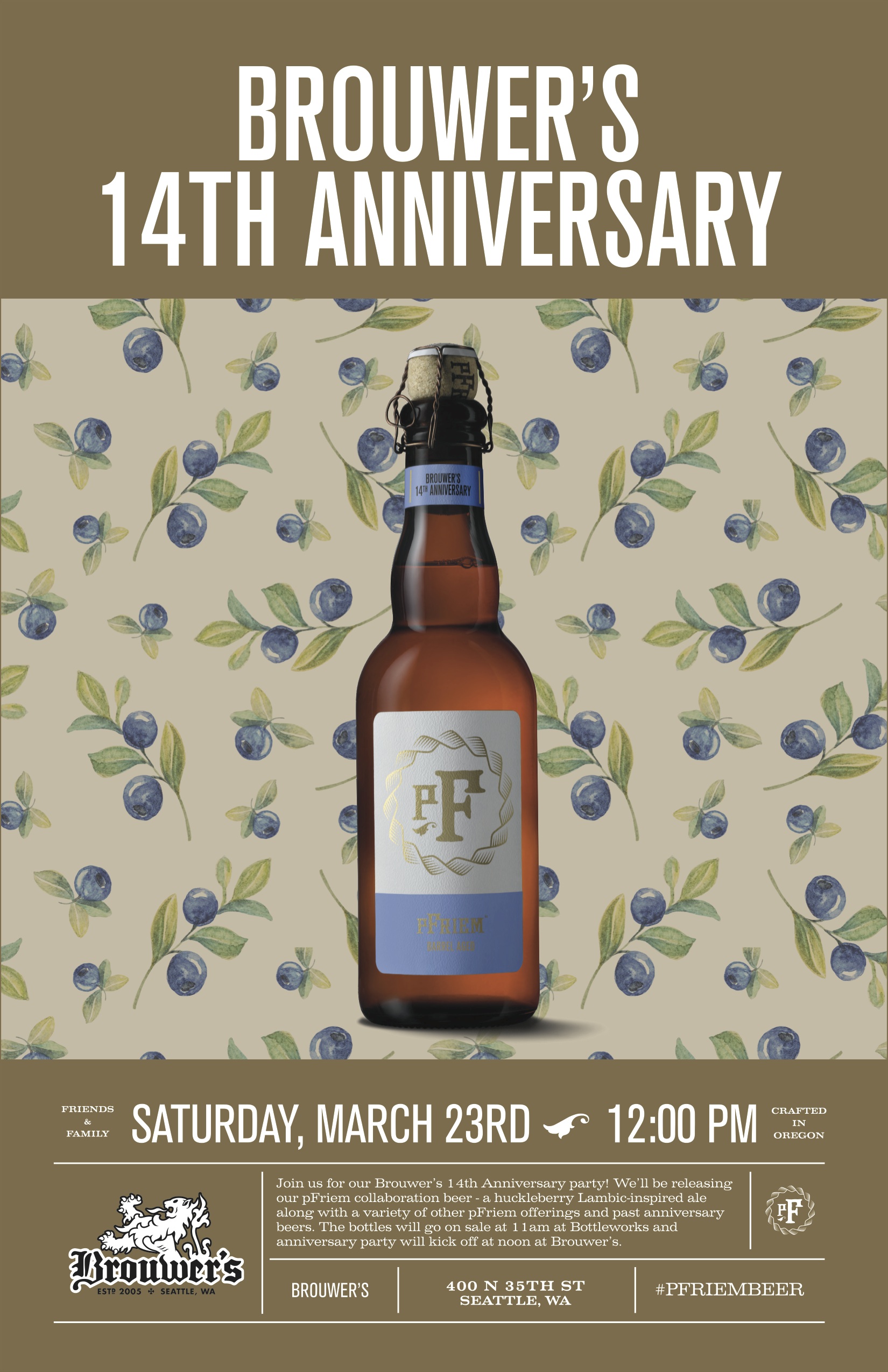 Saturday, March 23rd Brouwer’s 14th Anniversary Celebration and Orval Day