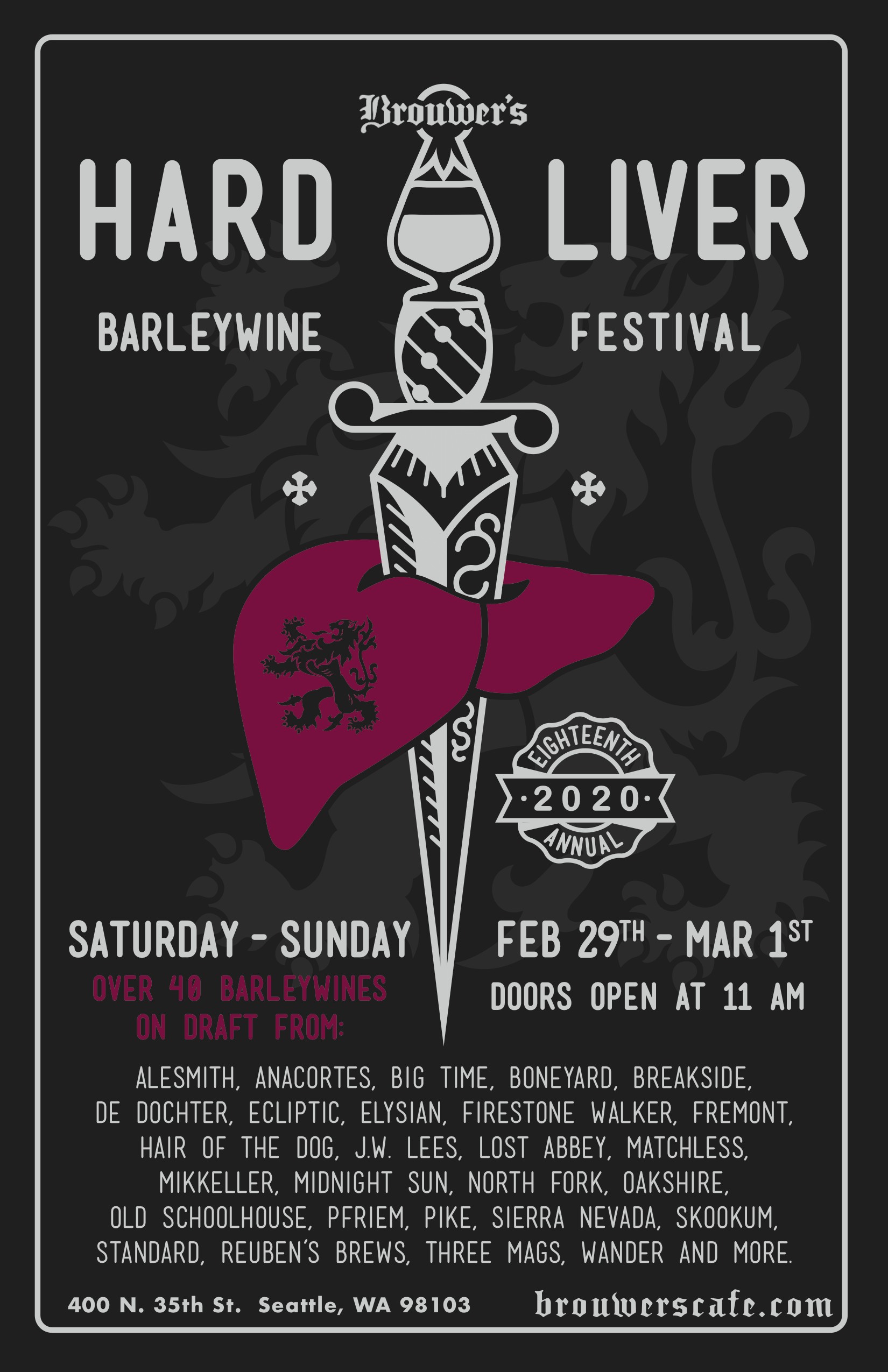 Saturday, February 29th and March 1st, 18th Annual Hardliver Barleywine Fest